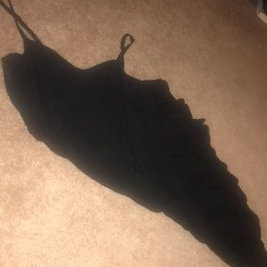 Black spaghetti straps with ruffle on bottom